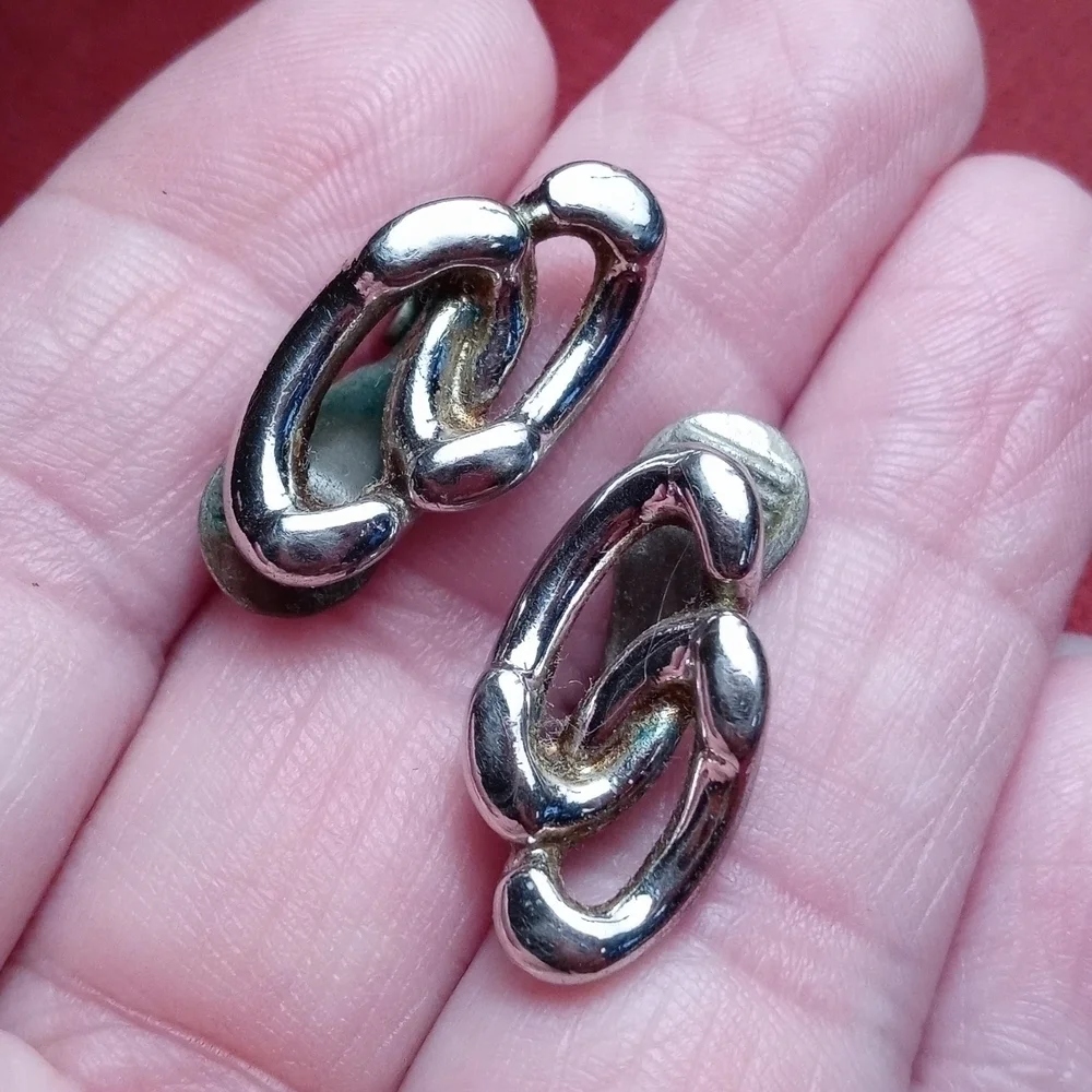 Monet clip on earrings vintage silver tone